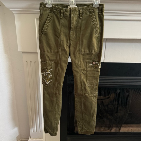 Anthropologie Austen Embroidered Utility Pants Size 28 - Picture 2 of 7